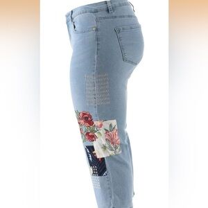 DG2 Floral Patchwork stretch cropped Jeans Spring / Summer
